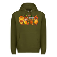Army Green Thanksgiving Coffee Cups Premium Hoodie - texasbilliewilder