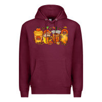 Burgundy Thanksgiving Coffee Cups Premium Hoodie - texasbilliewilder