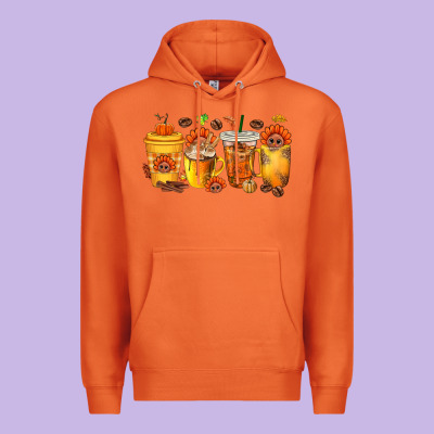 Thanksgiving Coffee Cups Premium Hoodie Designed By Texasbilliewilder