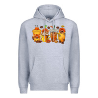 Heather Grey Thanksgiving Coffee Cups Premium Hoodie - texasbilliewilder