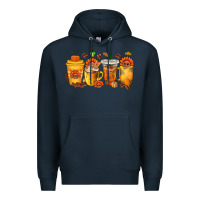 Navy Thanksgiving Coffee Cups Premium Hoodie - texasbilliewilder