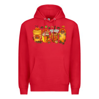 Red Thanksgiving Coffee Cups Premium Hoodie - texasbilliewilder