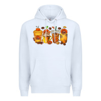 White Thanksgiving Coffee Cups Premium Hoodie - texasbilliewilder