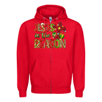 Red jesus is the reason Zipper Hoodie - MaliasSmallBusiness