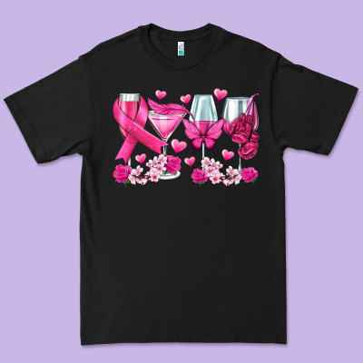 Breast Cancer Wine Glasses Premium Tee Designed By Texasbilliewilder