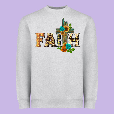 Faith With Cross Heavyweight Sweatshirt Designed By Barkaloodesign