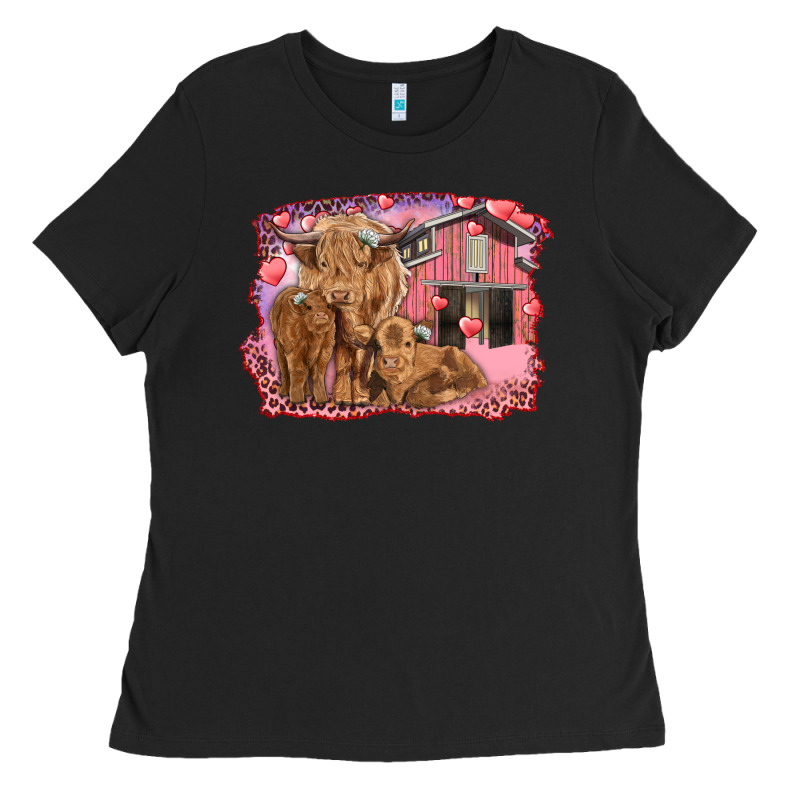 Valentine's Day Mama Cow And Baby Cows Ladies Tee by RanaPortraitStore | Teevron