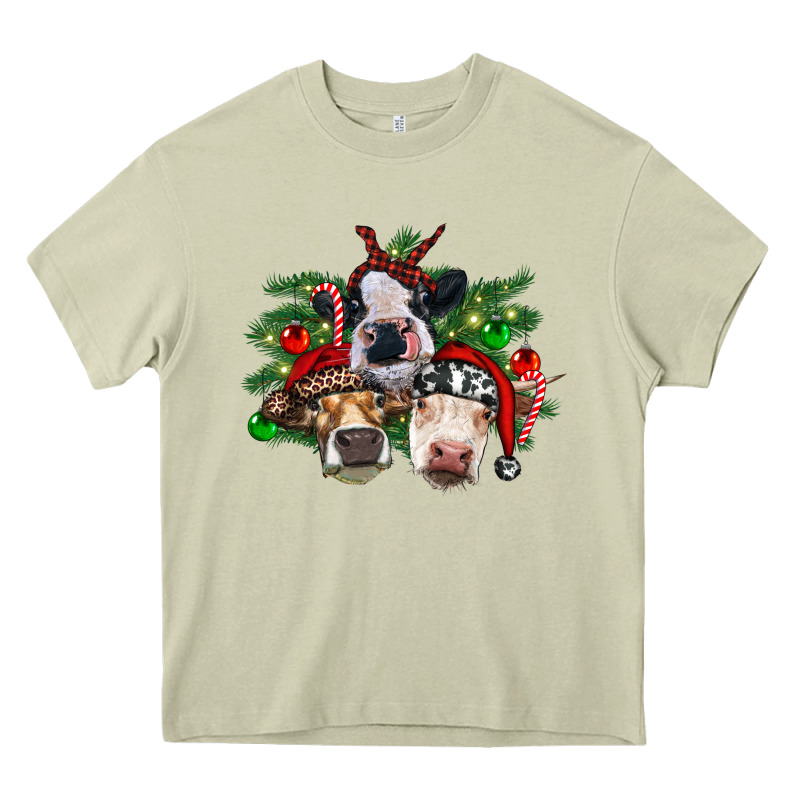 Christmas Cows With Tree Heavy Core Tee by RanaPortraitStore | Teevron