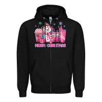 Black merry christmas snowman coffee cups Zipper Hoodie - MaliasSmallBusiness