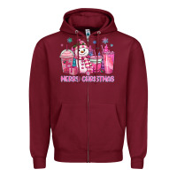 Burgundy merry christmas snowman coffee cups Zipper Hoodie - MaliasSmallBusiness
