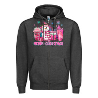 Charcoal Heather merry christmas snowman coffee cups Zipper Hoodie - MaliasSmallBusiness