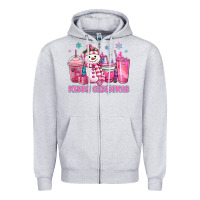 Heather Grey merry christmas snowman coffee cups Zipper Hoodie - MaliasSmallBusiness