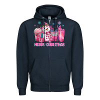 Navy merry christmas snowman coffee cups Zipper Hoodie - MaliasSmallBusiness