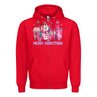 Red merry christmas snowman coffee cups Zipper Hoodie - MaliasSmallBusiness