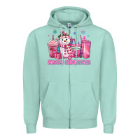 Seafoam merry christmas snowman coffee cups Zipper Hoodie - MaliasSmallBusiness