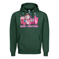 Sports Green merry christmas snowman coffee cups Zipper Hoodie - MaliasSmallBusiness