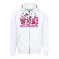 White merry christmas snowman coffee cups Zipper Hoodie - MaliasSmallBusiness