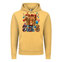 Vintage Mustard oh my stars 4th of july shaggy cow Vintage Hoodie - Jasminsmagicworld