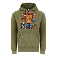 Vintage Olive oh my stars 4th of july shaggy cow Vintage Hoodie - Jasminsmagicworld