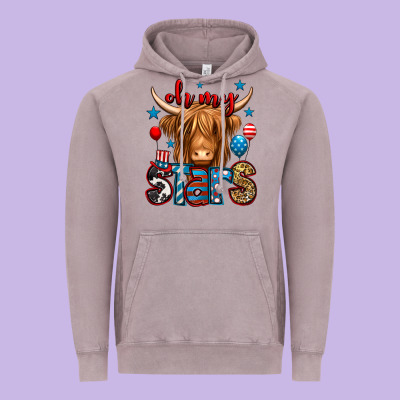 Oh My Stars 4th Of July Shaggy Cow Vintage Hoodie Designed By Jasminsmagicworld