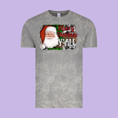 Santa Merry Christmas Y'all Vintage Tee Designed By Adodesignshop