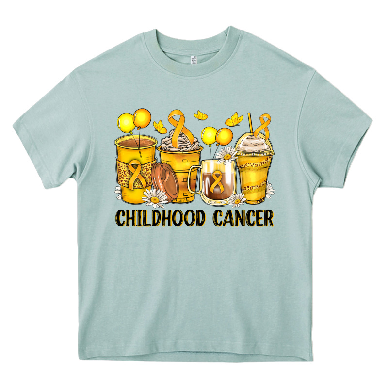 Childhood Cancer Coffee Cups Heavy Core Tee by Zillion Design Studio | Teevron
