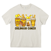 Cream childhood cancer coffee cups Heavy Core Tee - Zillion Design Studio