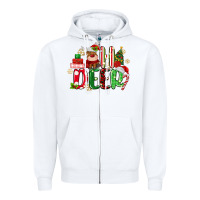 White oh deer reindeer Zipper Hoodie - MaliasSmallBusiness