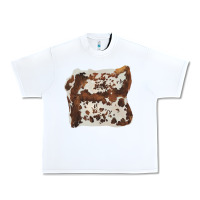White hand drawn cowhide cow fur Urban Heavy Tee - BarkalooDesign