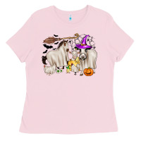 Bubblegum Pink halloween farm animals Ladies Tee - Zillion Design Studio