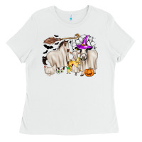White halloween farm animals Ladies Tee - Zillion Design Studio