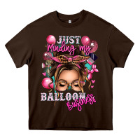 Chocolate Brown just minding my balloon business messy bun Heavy Core Tee - texasbilliewilder