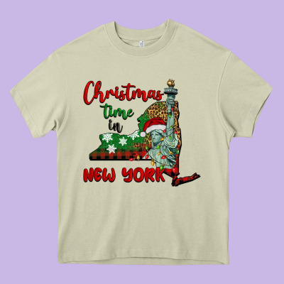 Christmas Time In New York Heavy Core Tee Designed By Barkaloodesign