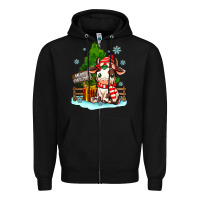 Black merry christmas cow Zipper Hoodie - MaliasSmallBusiness