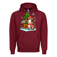 Burgundy merry christmas cow Zipper Hoodie - MaliasSmallBusiness