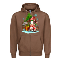 Chestnut merry christmas cow Zipper Hoodie - MaliasSmallBusiness