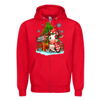 Red merry christmas cow Zipper Hoodie - MaliasSmallBusiness