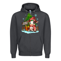 Smoke merry christmas cow Zipper Hoodie - MaliasSmallBusiness