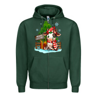 Sports Green merry christmas cow Zipper Hoodie - MaliasSmallBusiness