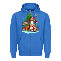 True Royal merry christmas cow Zipper Hoodie - MaliasSmallBusiness