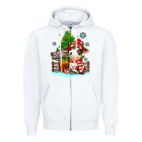 White merry christmas cow Zipper Hoodie - MaliasSmallBusiness