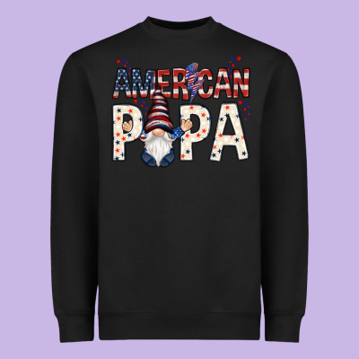 American Papa With Gnome Heavyweight Sweatshirt Designed By Nancycooperartshop