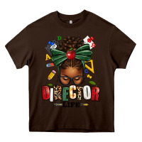 Chocolate Brown director life afro messy bun Heavy Core Tee - texasbilliewilder