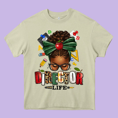 Director Life Afro Messy Bun Heavy Core Tee Designed By Texasbilliewilder