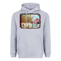 Christmas Barn Tractor Snow Heavyweight Hoodie | Teevron