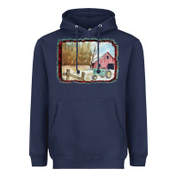 Navy Christmas Barn Tractor Snow Heavyweight Hoodie - Bettercallsaul