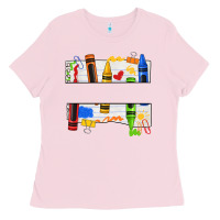 Bubblegum Pink custom teacher name crayon Ladies Tee - texasbilliewilder
