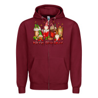 Burgundy merry christmas gnomes coffee cups Zipper Hoodie - MaliasSmallBusiness
