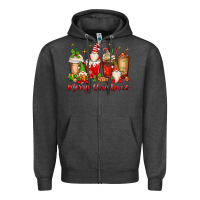 Charcoal Heather merry christmas gnomes coffee cups Zipper Hoodie - MaliasSmallBusiness