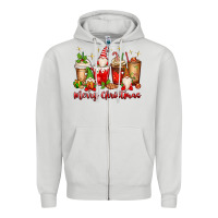 Dove Grey merry christmas gnomes coffee cups Zipper Hoodie - MaliasSmallBusiness
